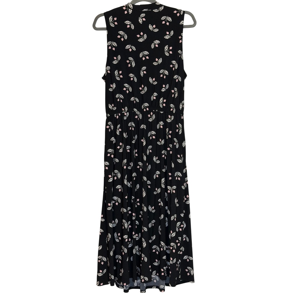 Anne Klein Womens Black Pink Floral Berry Sleeveless V-Neck Midi Dress Size 12 - Picture 7 of 7